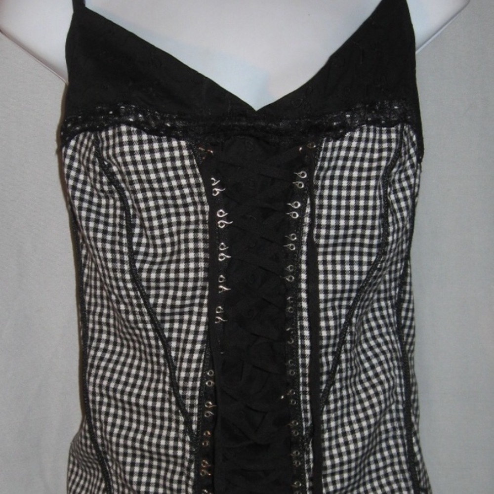 Tripp NYC Gingham lace corset top